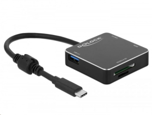 Delock 3 portos USB 3.1 Gen 1 Hub + kártyaolvasó (64045)